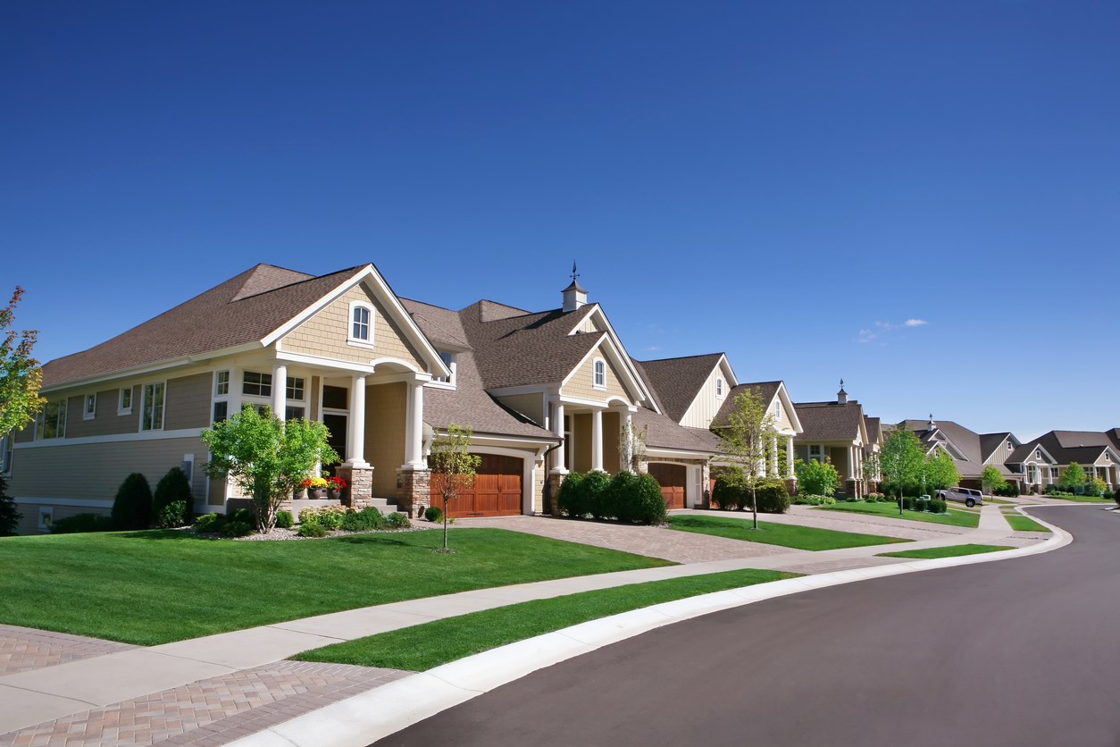 Neighborhood street of houses. 