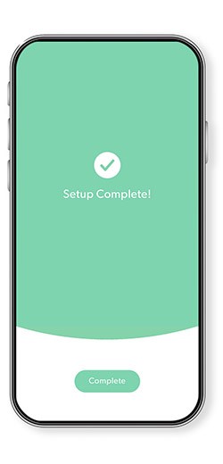 Phone with the TruSens App showing the Setup Complete screen. 