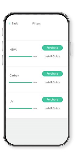 A phone screen showing the TruSens App replacement part ordering feature.